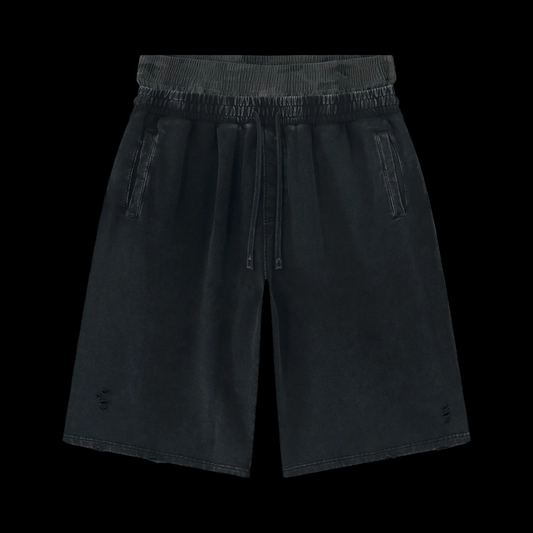 Vintage Wash Distressed Wide Leg Shorts