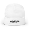 Embroidered "MIDNIGHT" Knit Beanie – Gothic Streetwear Winter Hat
