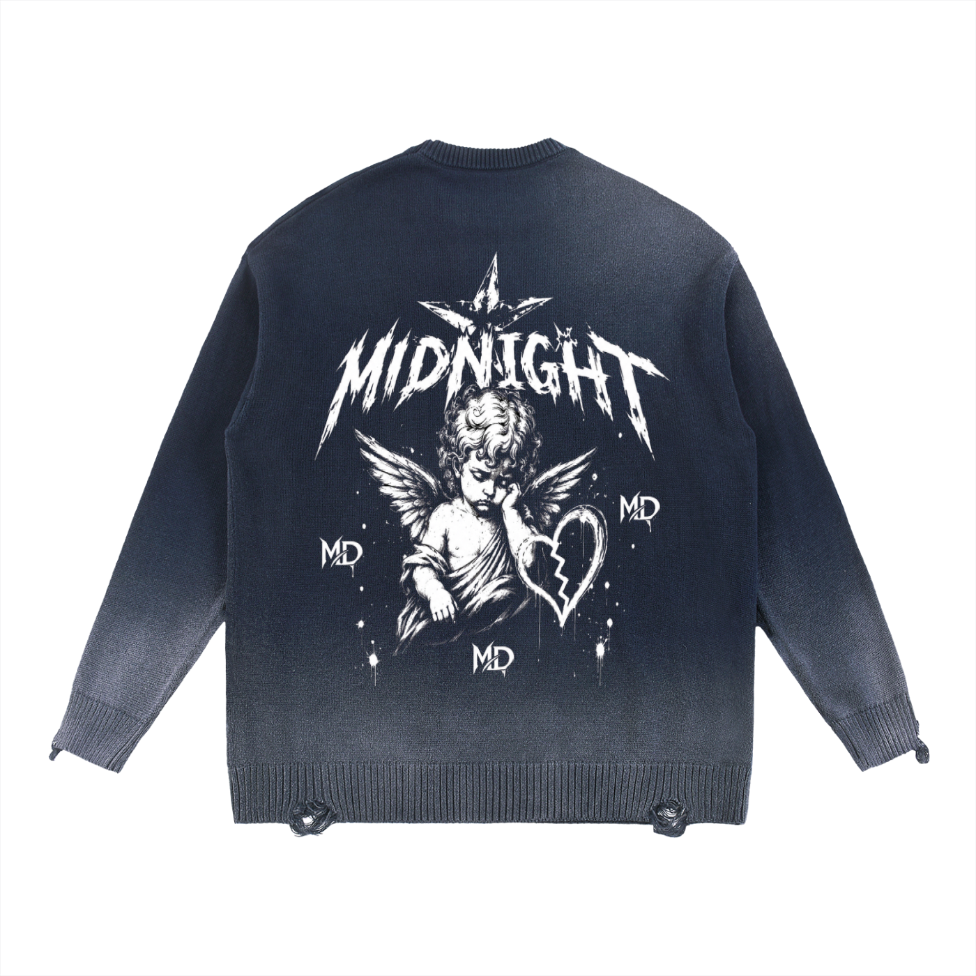 Sun Fade Distressed Ripped Crewneck sweater