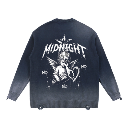 Sun Fade Distressed Ripped Crewneck sweater