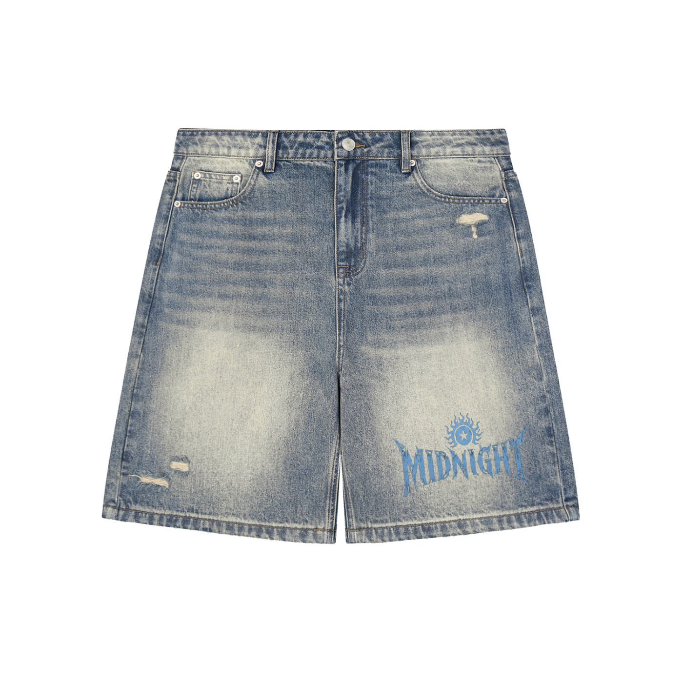 Faded Distressed Baggy Denim Shorts