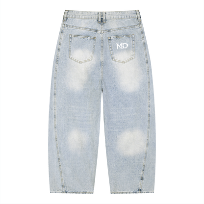 Men's Vintage Wash Sunfade Barrel Leg Jeans