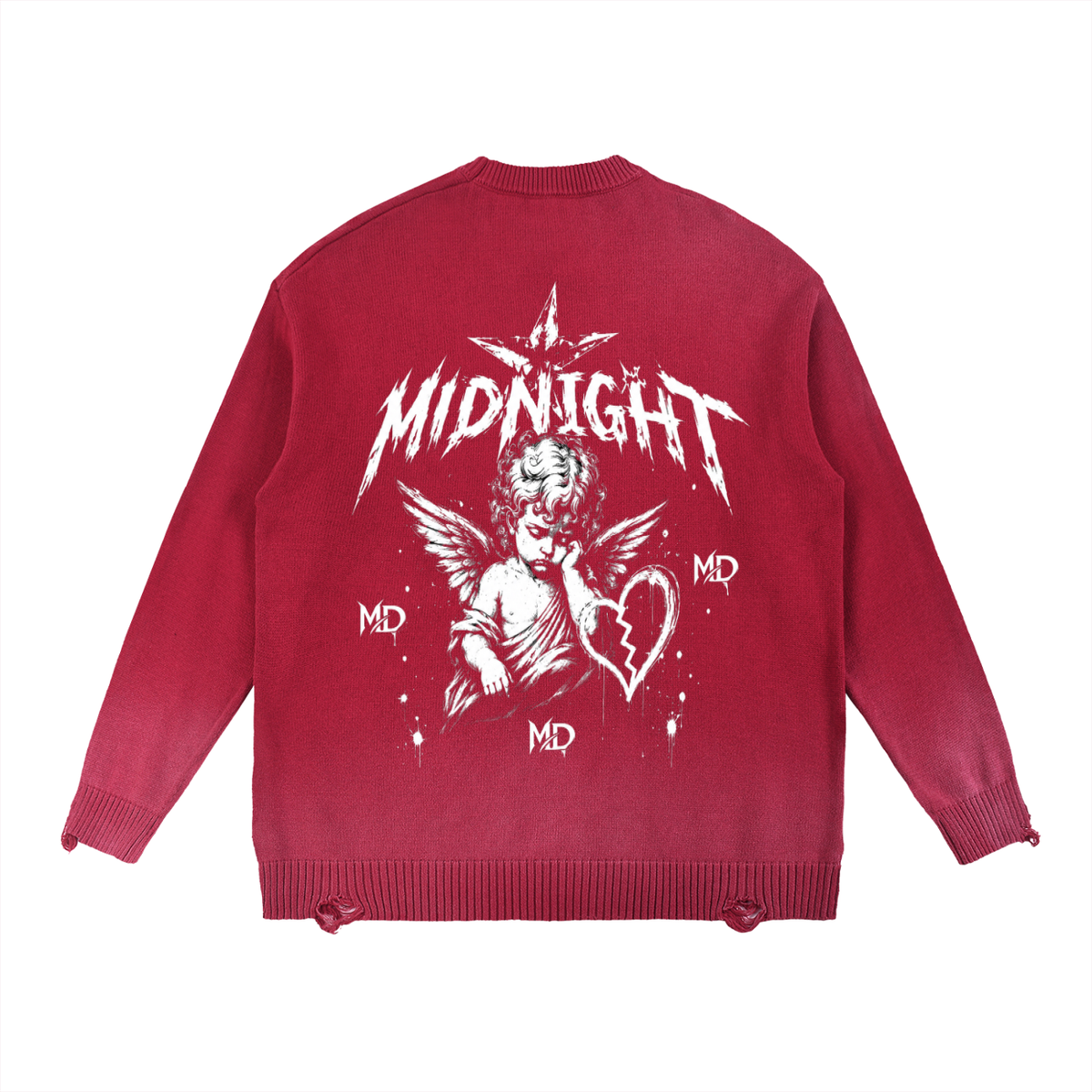 Sun Fade Distressed Ripped Crewneck sweater