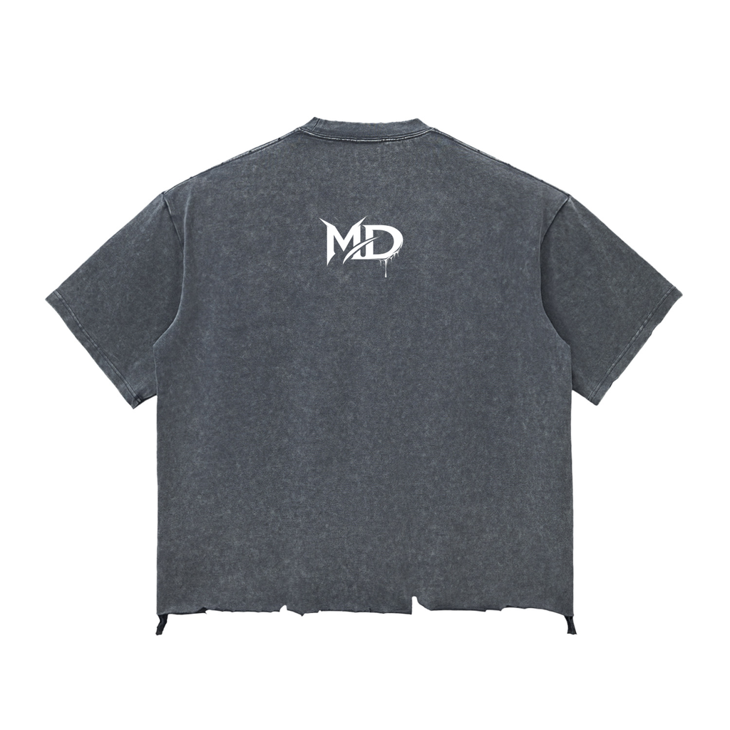 Midnight Snow Wash Raw-Hem Boxy T-shirt