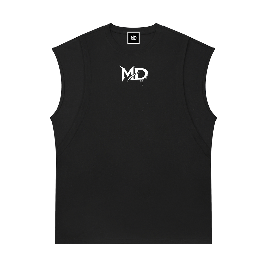 Spliced Panel Sleeveless Muscle T-Shirt
