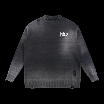 Sun Fade Distressed Ripped Crewneck sweater