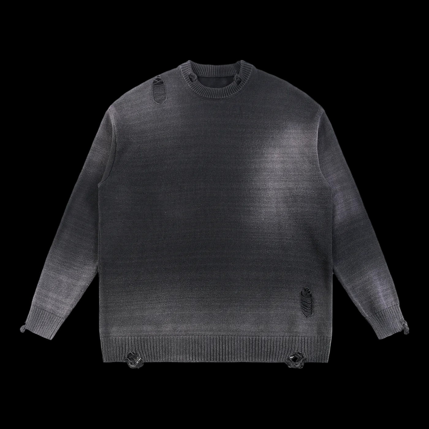Sun Fade Distressed Ripped Crewneck sweater