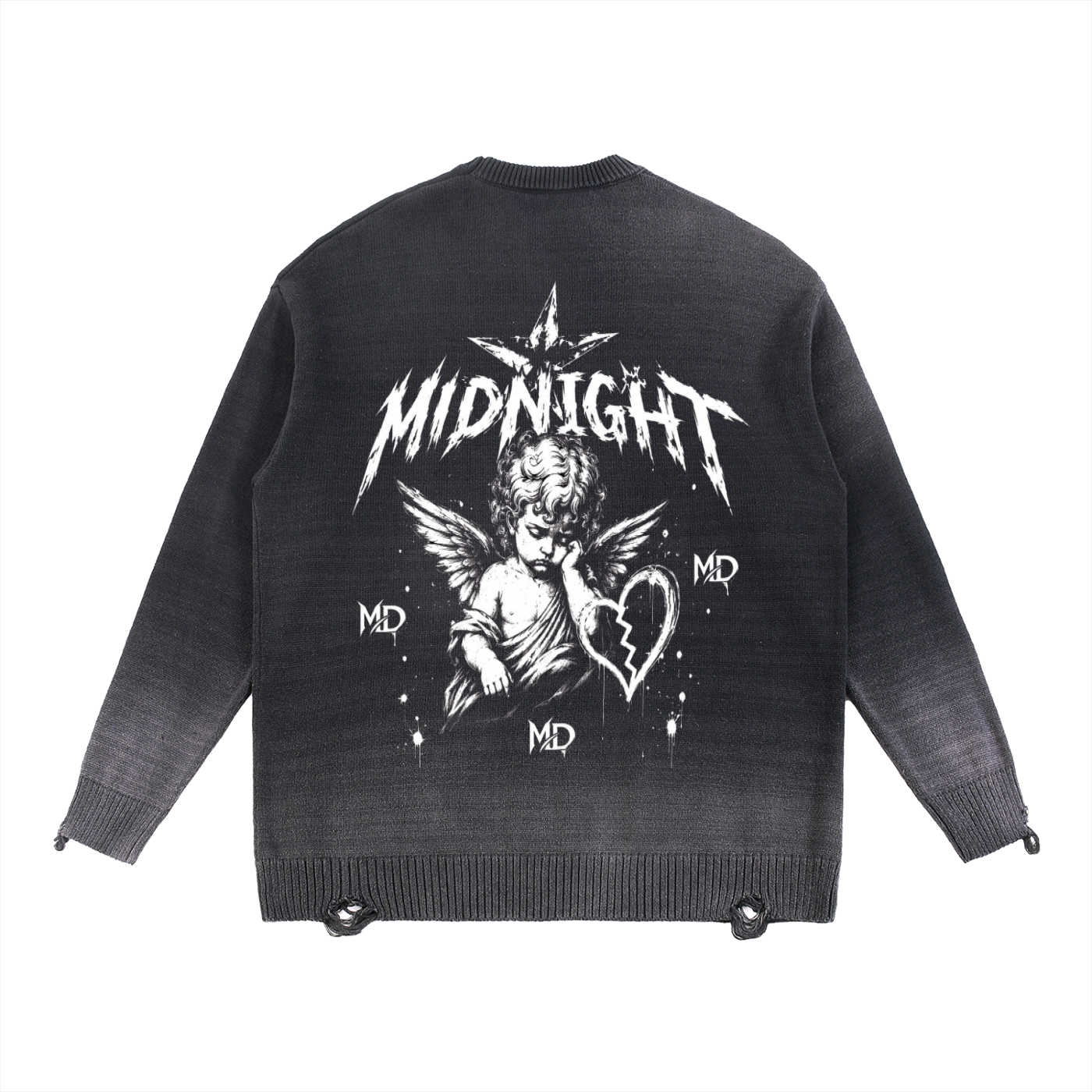 Sun Fade Distressed Ripped Crewneck sweater