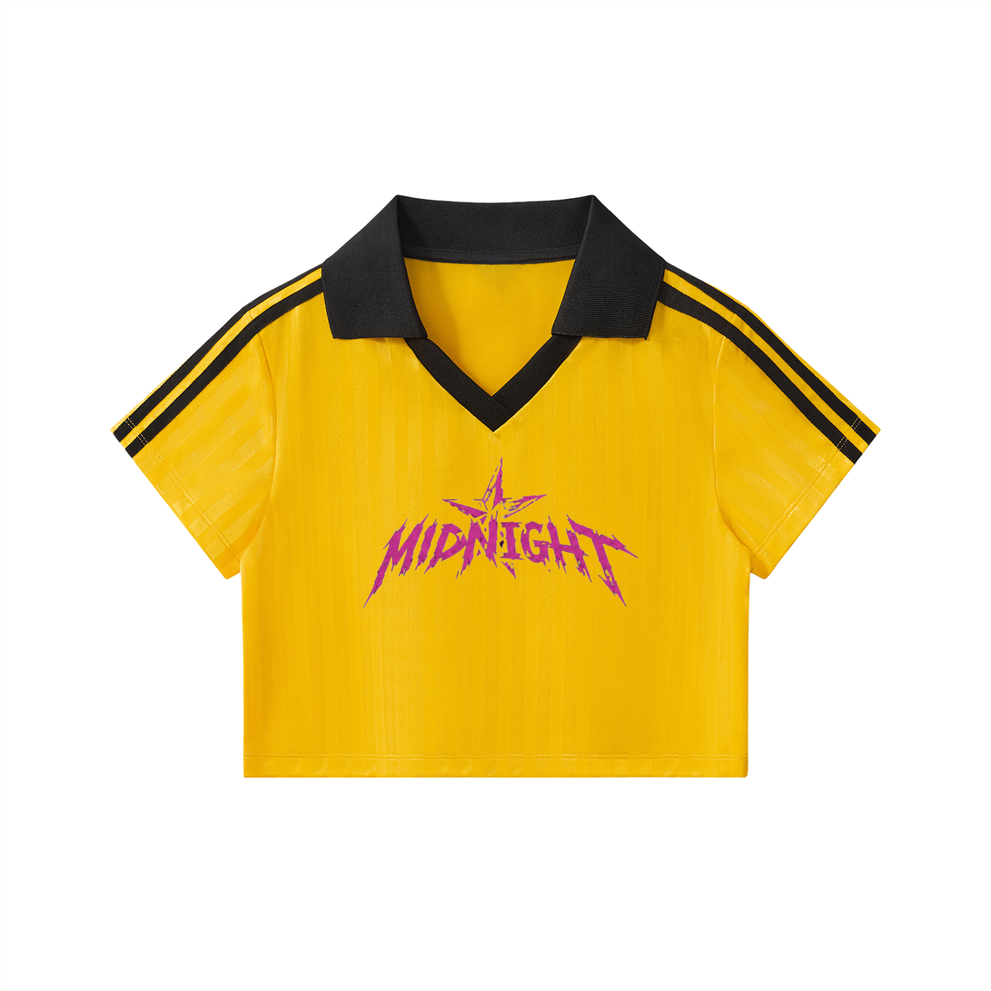 Contrast Collar Striped Cropped Jersey