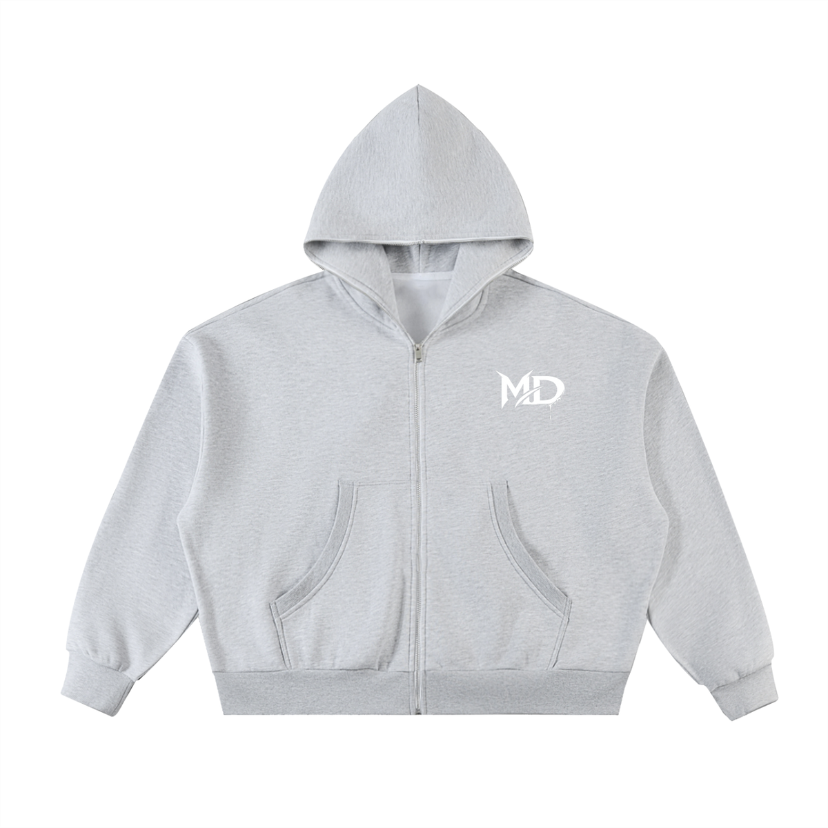 Fleeced Full-Zip Boxy Hoodie