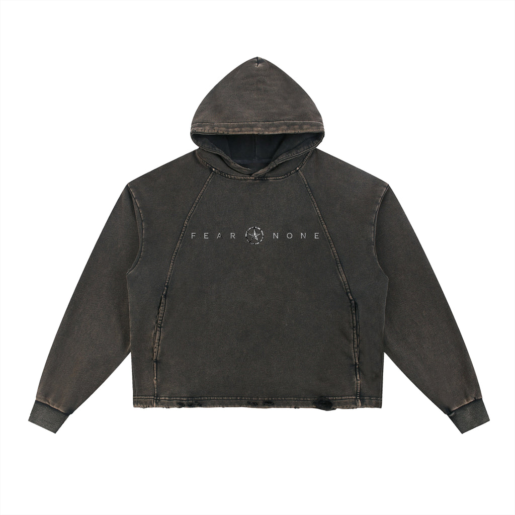Vintage Washed Frayed-Hem Hoodie