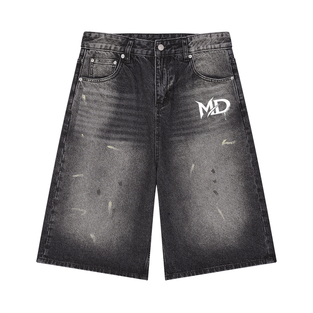 Men’s Vintage Wash Wide Leg Denim Shorts