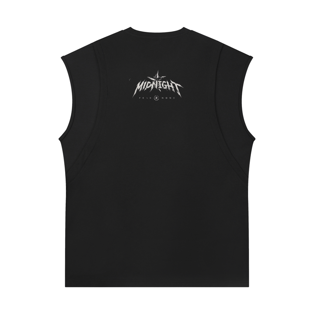 Spliced Panel Sleeveless Muscle T-Shirt