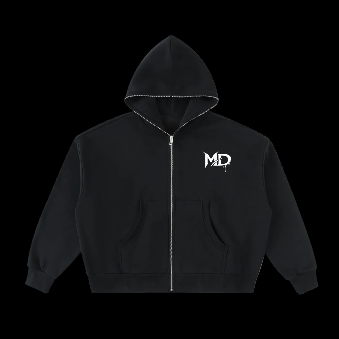 Fleeced Full-Zip Boxy Hoodie