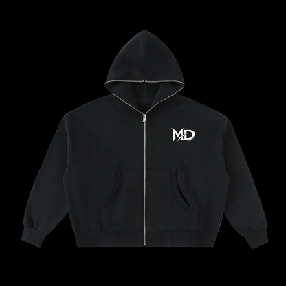 Fleeced Full-Zip Boxy Hoodie