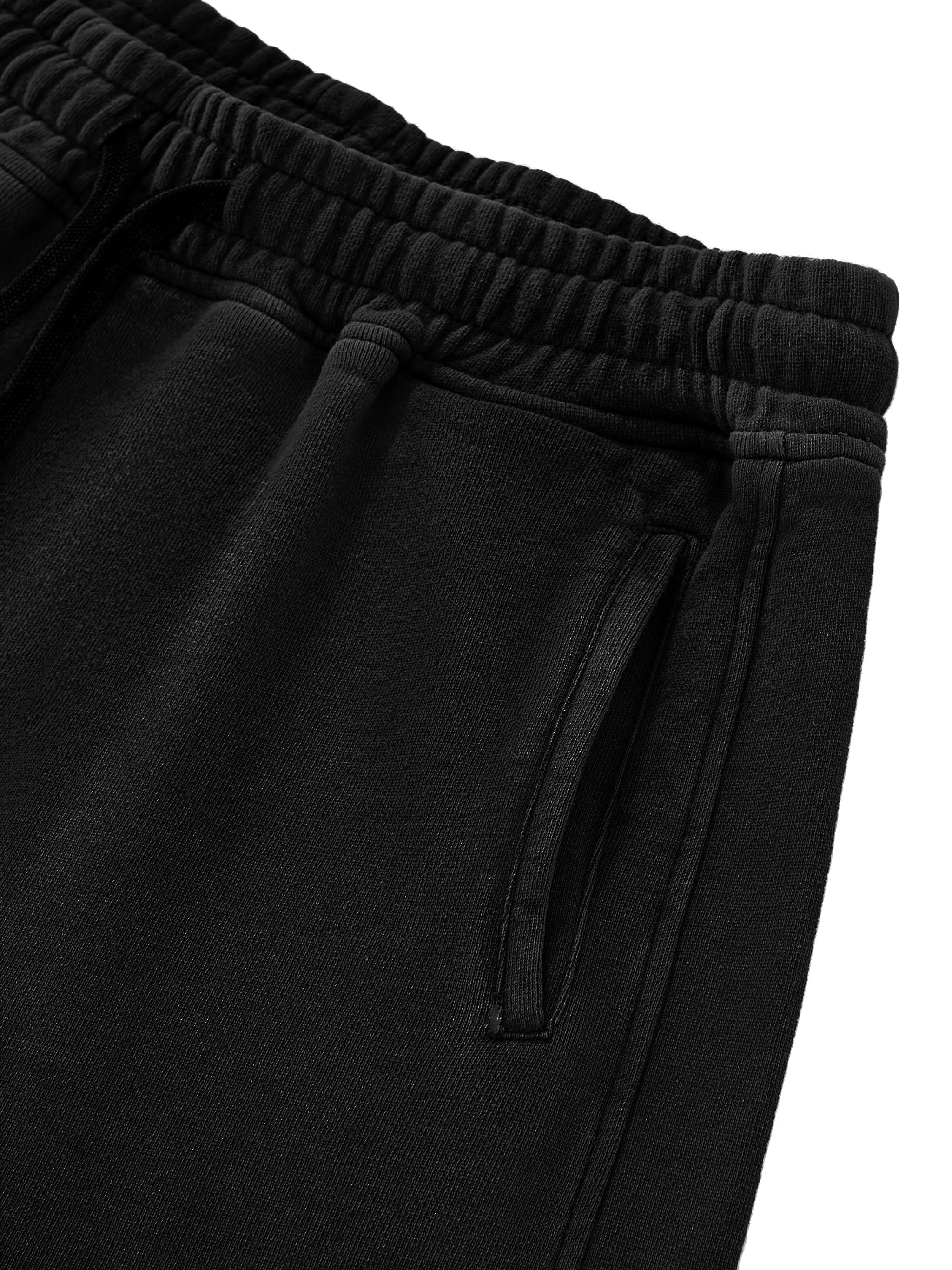 Snow Washed Raw Edge Drawstring Shorts